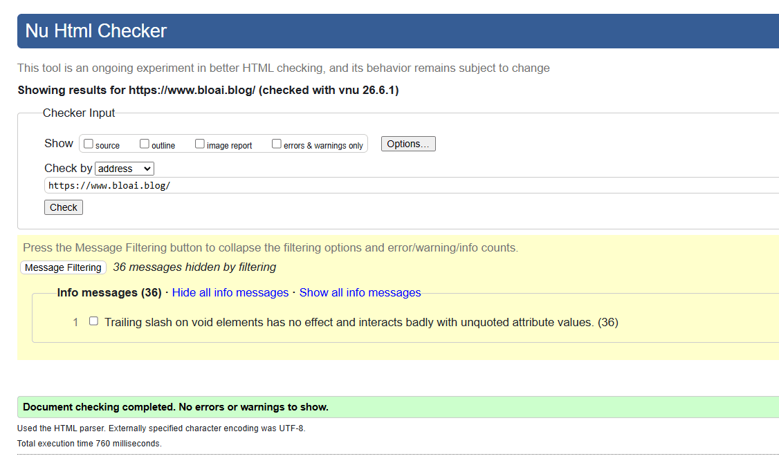 W3C validator result for bloai.blog