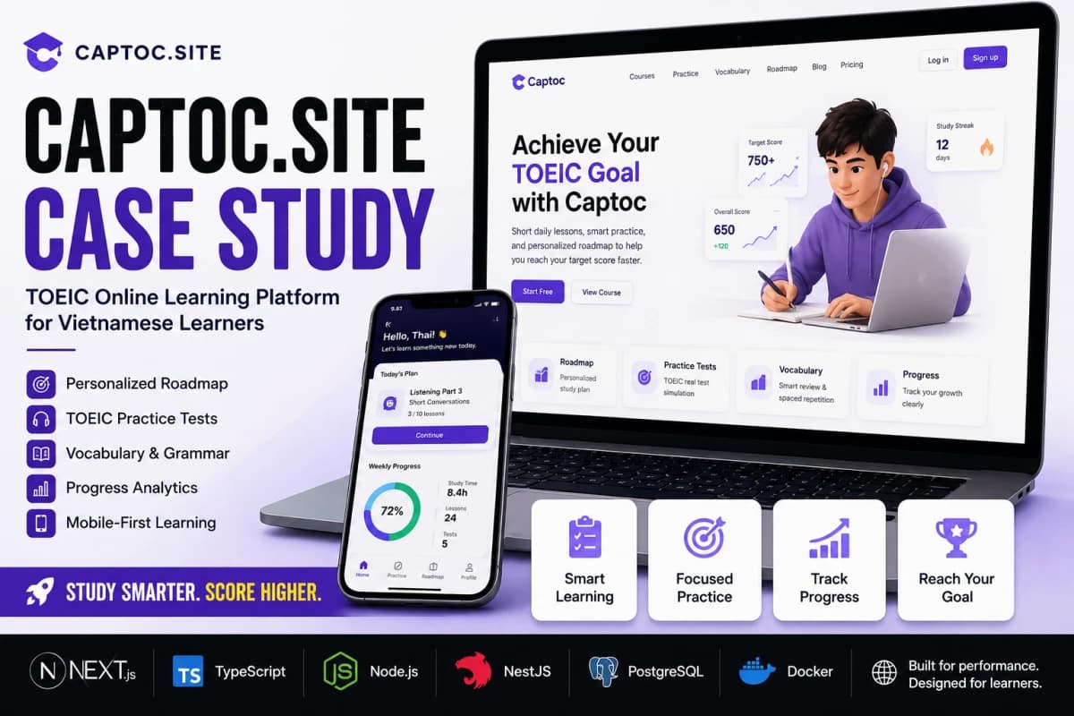 Captoc.site Case Study: TOEIC Cap Toc Online Learning Platform for Vietnamese Learners