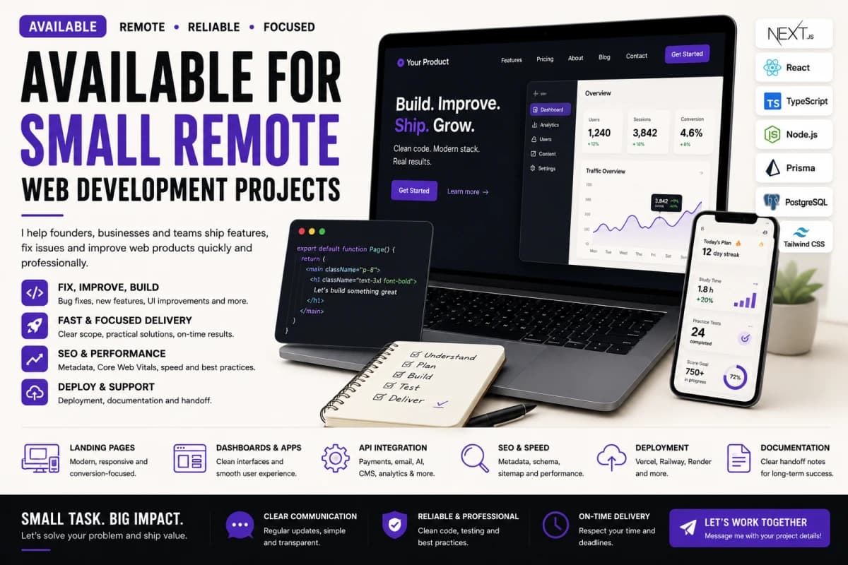 Available for Small Remote Web Development Projects