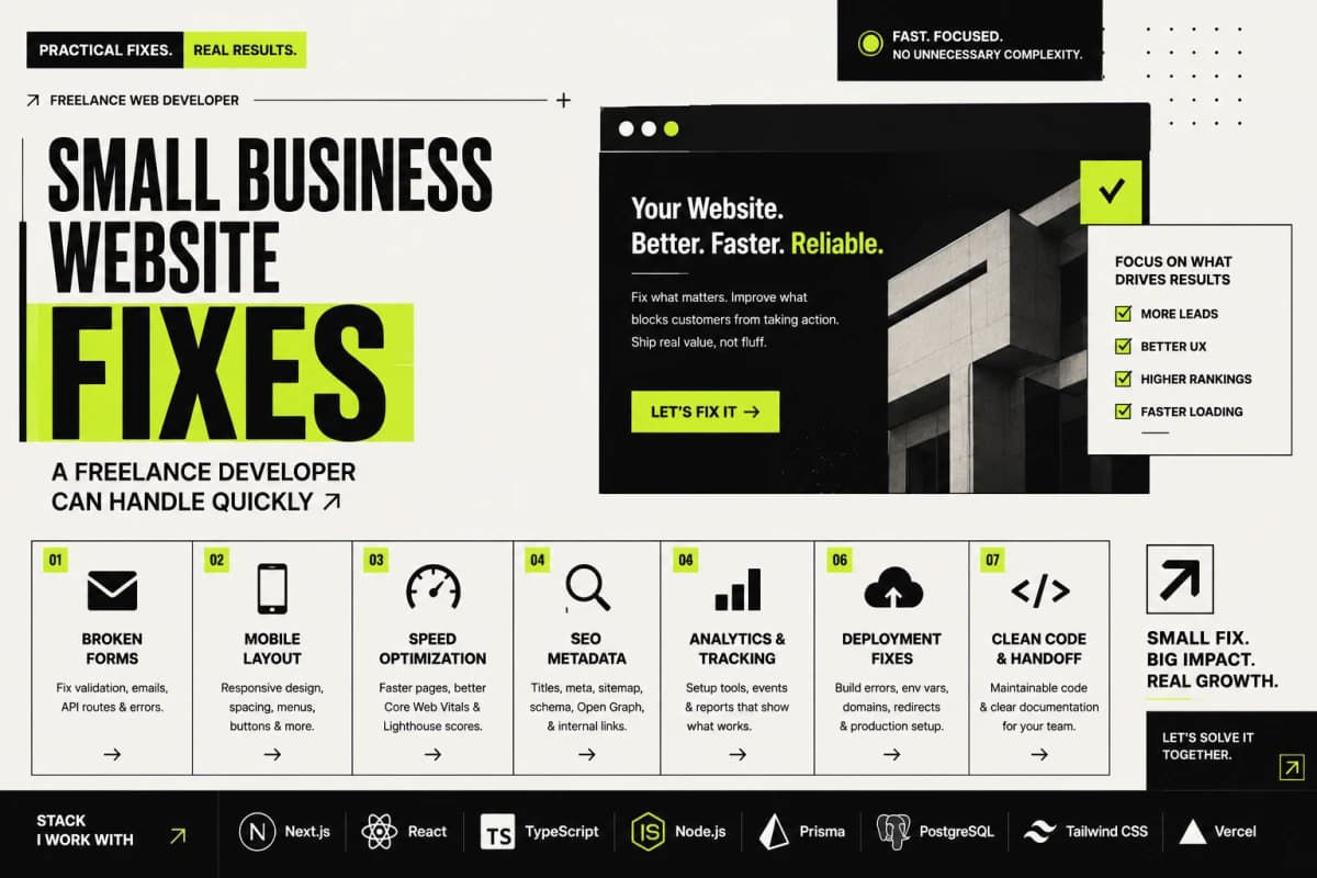 Small Business Website Fixes a Freelance Developer Can Handle Quickly
