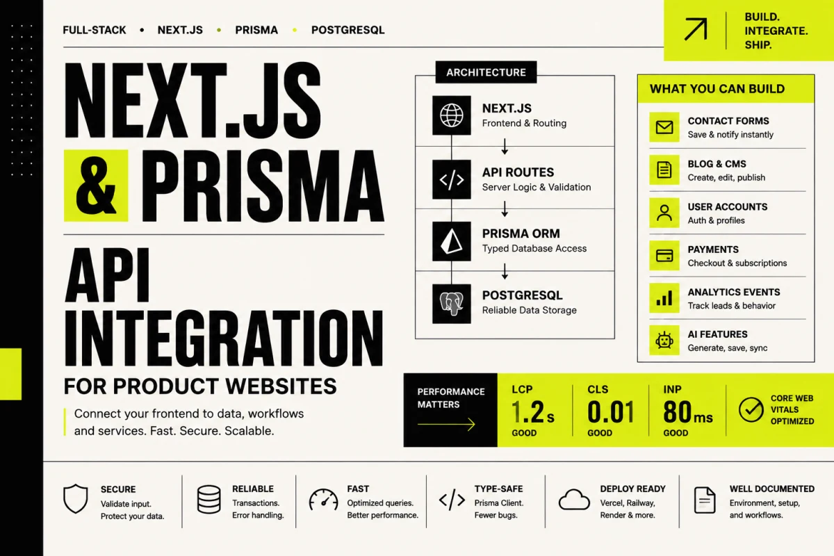 Next.js and Prisma API Integration for Product Websites